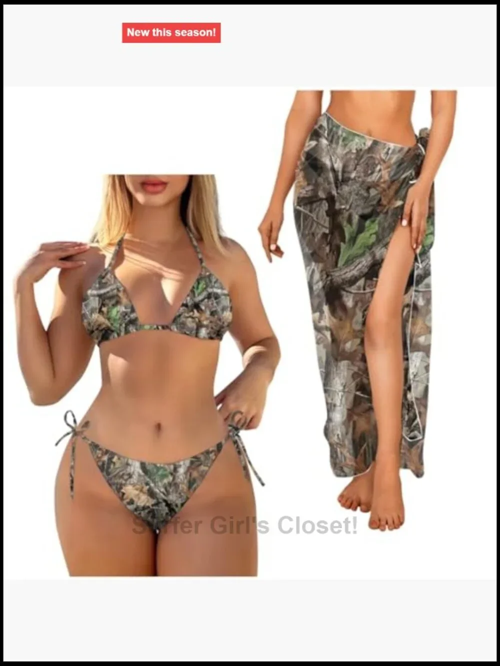 2 Piece Tie Back Bikini and Chiffon Cover Up Women's Halter Backless Swimsuit